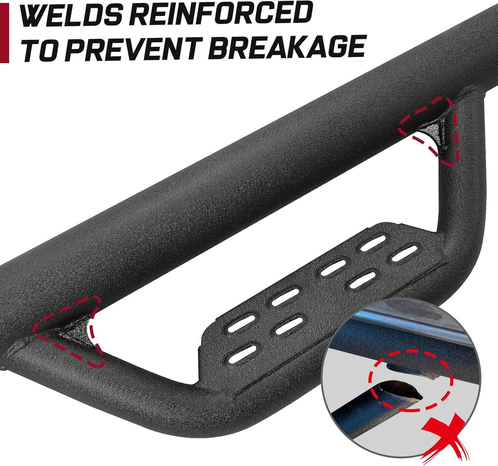 SMANOW Drop Down Style Running Boards Compatible with 2018-2026 Wrangler JL 2 Door, Dual-Stage Textured Black Powder Coated Side Steps Made with Carbon Stee. Wrangler JK Step Bars Nerf Bars.