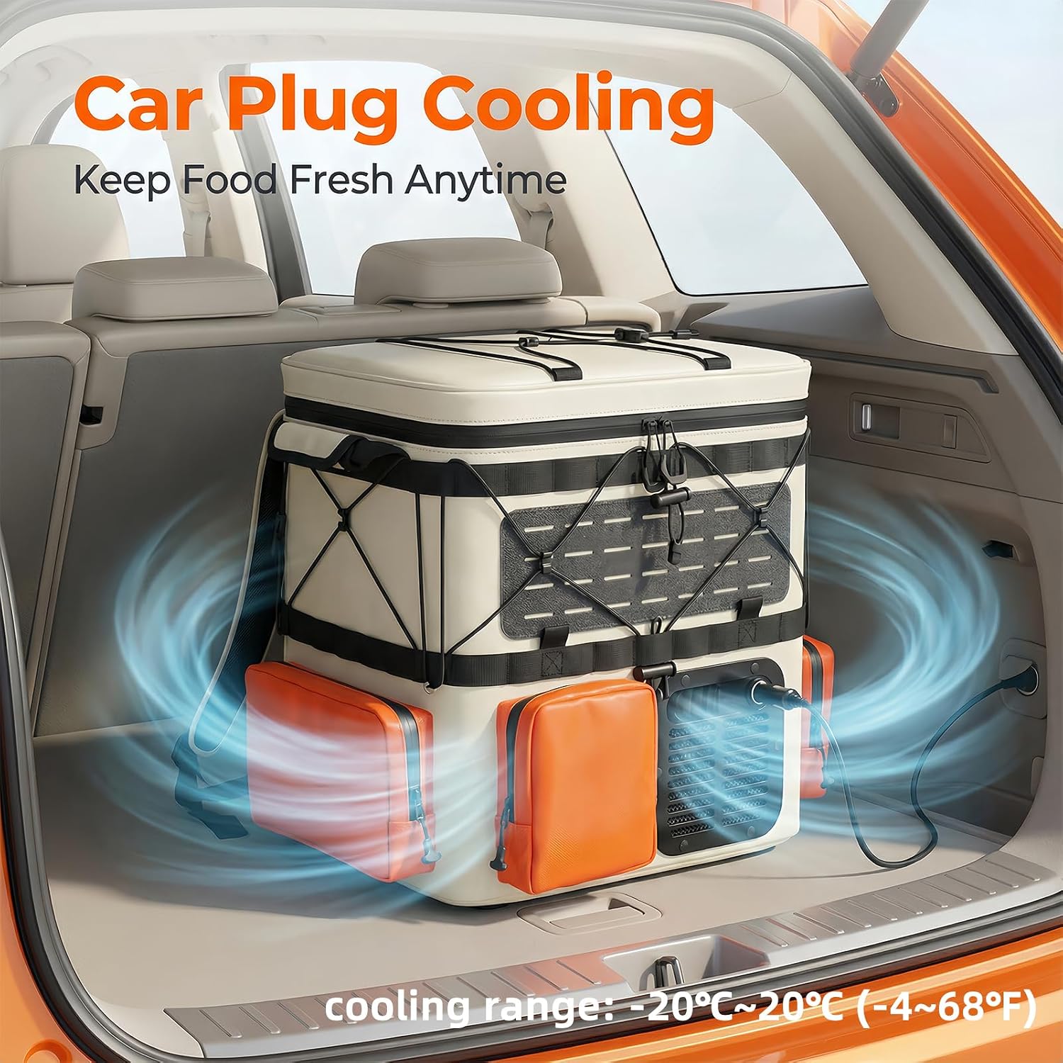 Bxiadbzl Backpack Car Refrigerator 19QT/18L - 12V DC/AC Compressor Cooler, -4~68℉ Quick Freeze for Truck,RV,Camping