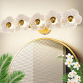 26.7' Gold Bathroom Light Fixtures 5 Light Floral Vanity Lights, 3-Color Dimmable Bathroom Vanity Light Elegant Led Wall Lights Cordless Wall Sconces for Decor,Bathroom,Livingroom