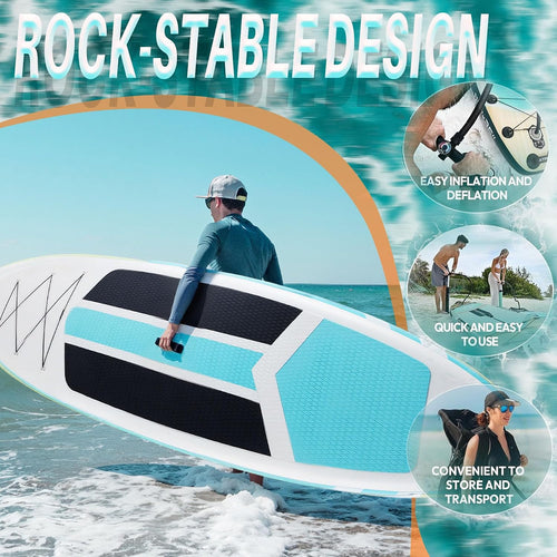 10'6x33'' Extra Wide Inflatable Paddle Board, 400lb Capacity Stand Up Paddle Board for Adults, Stable Inflatable Sup Yoga Board, All Skill Levels, 2Pcs Paddle & Carry Bag, 1 Repair Kit
