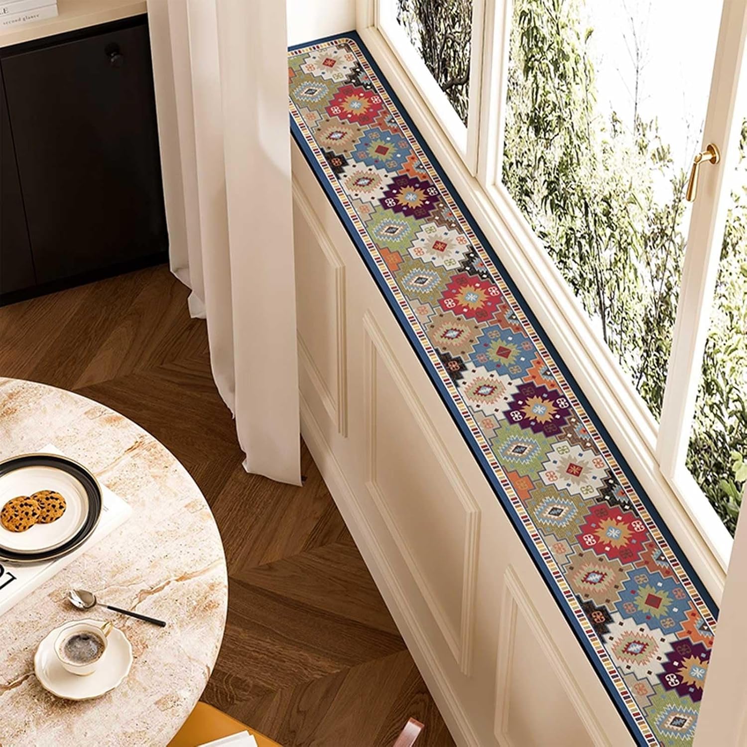 Drsyffsup Window Sill Protector - Narrow Waterproof Windows Seat Cushions, Absorbent Dust-Proof Bay Window Cover Pads with Non-Slip Rubber Backed - American Style(27x71in/70x180cm)