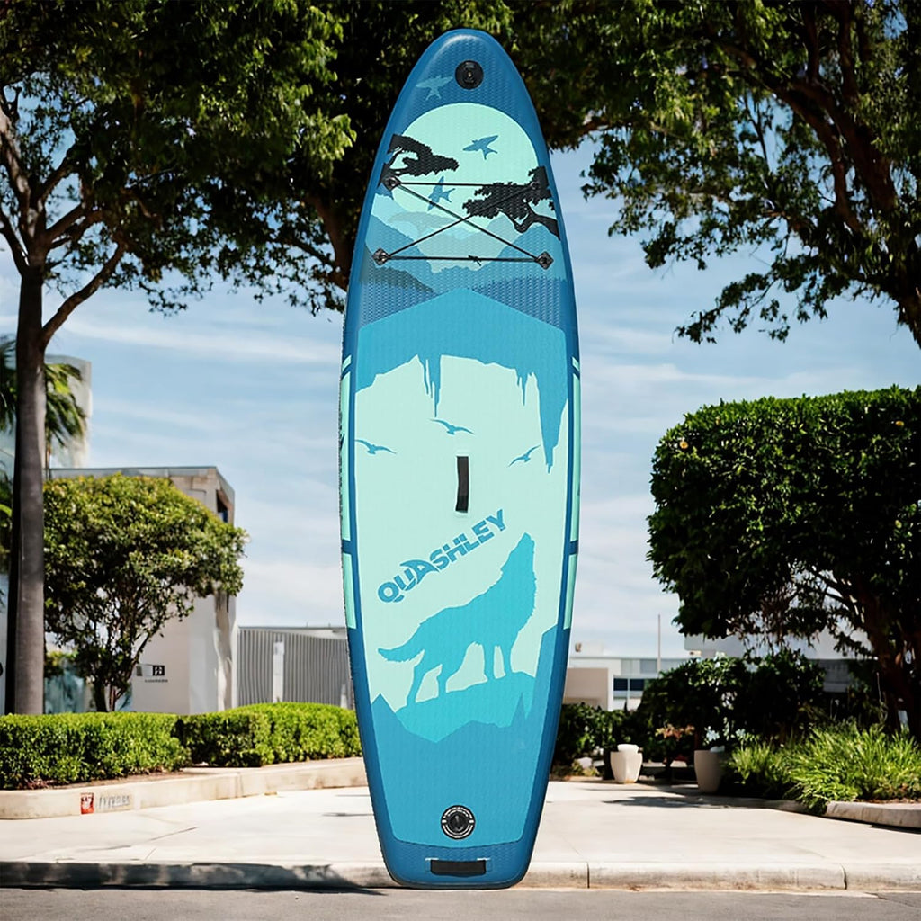 Inflatable Paddle Board 9.9'x33 x5 with Premium SUP Accessories & Backpack, Wide Stance, Bottom Fin for Paddling, Paddle, Leash, Surf Control, for Youth & Adult