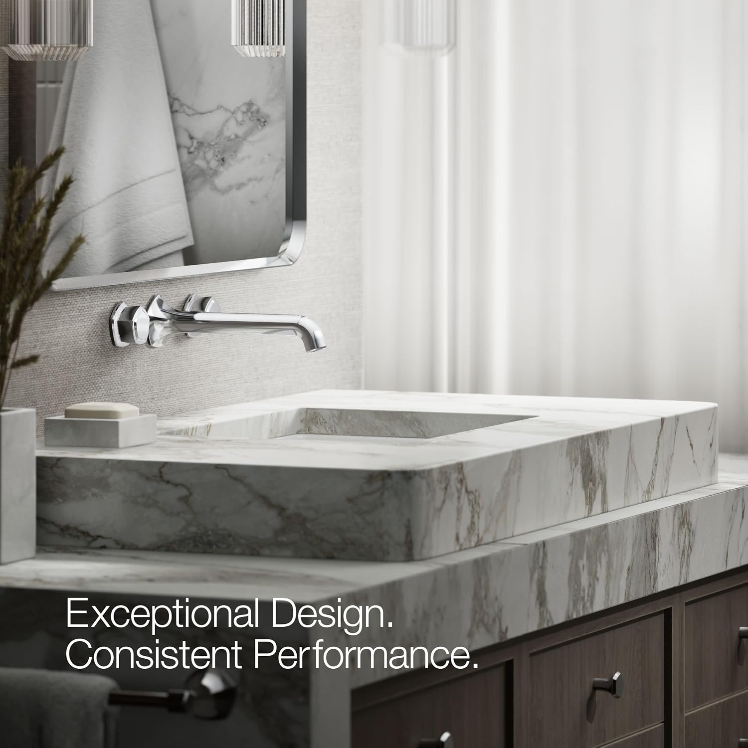 KOHLER K-T27013-9-CP Occasion Wall-Mount Bathroom Sink Faucet Knob Handle Trim, 1.2 GPM, Premium Durable Metal, Polished Chrome