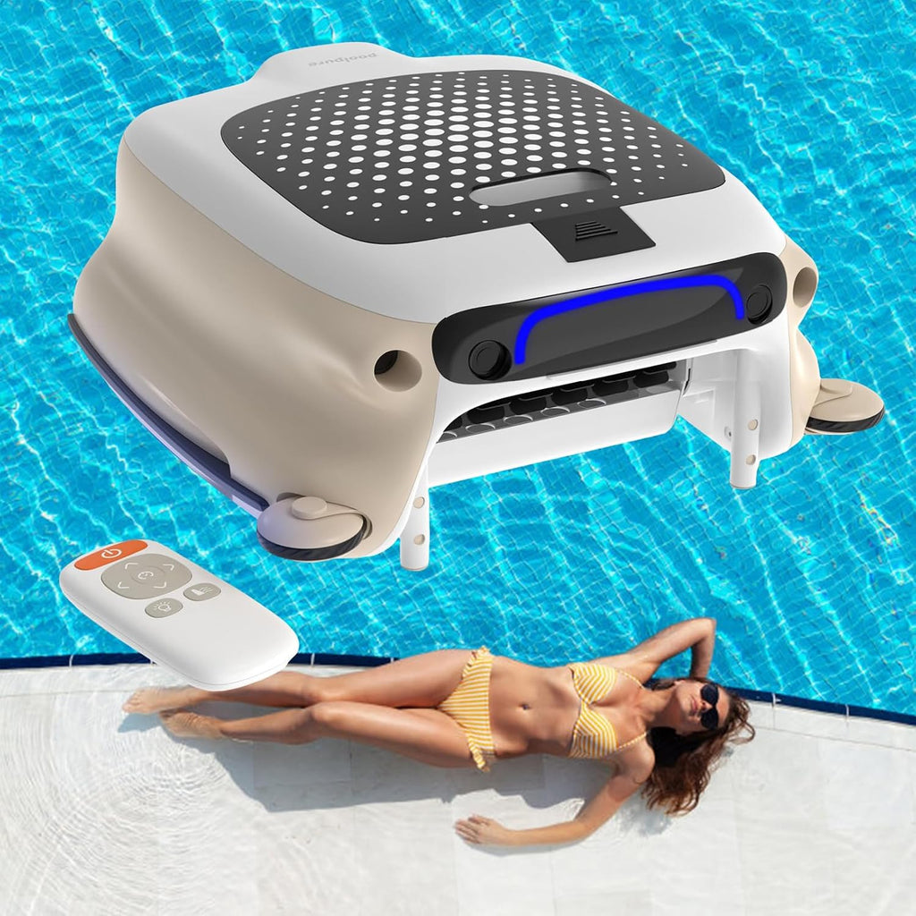Pool Skimmer Robot, Pool Skimmer Robotic with 7800mAh Cleaning Power Supply, Twin Motors Automatic Pool Skimmer, Pool Vacuum with 3 Work Mode