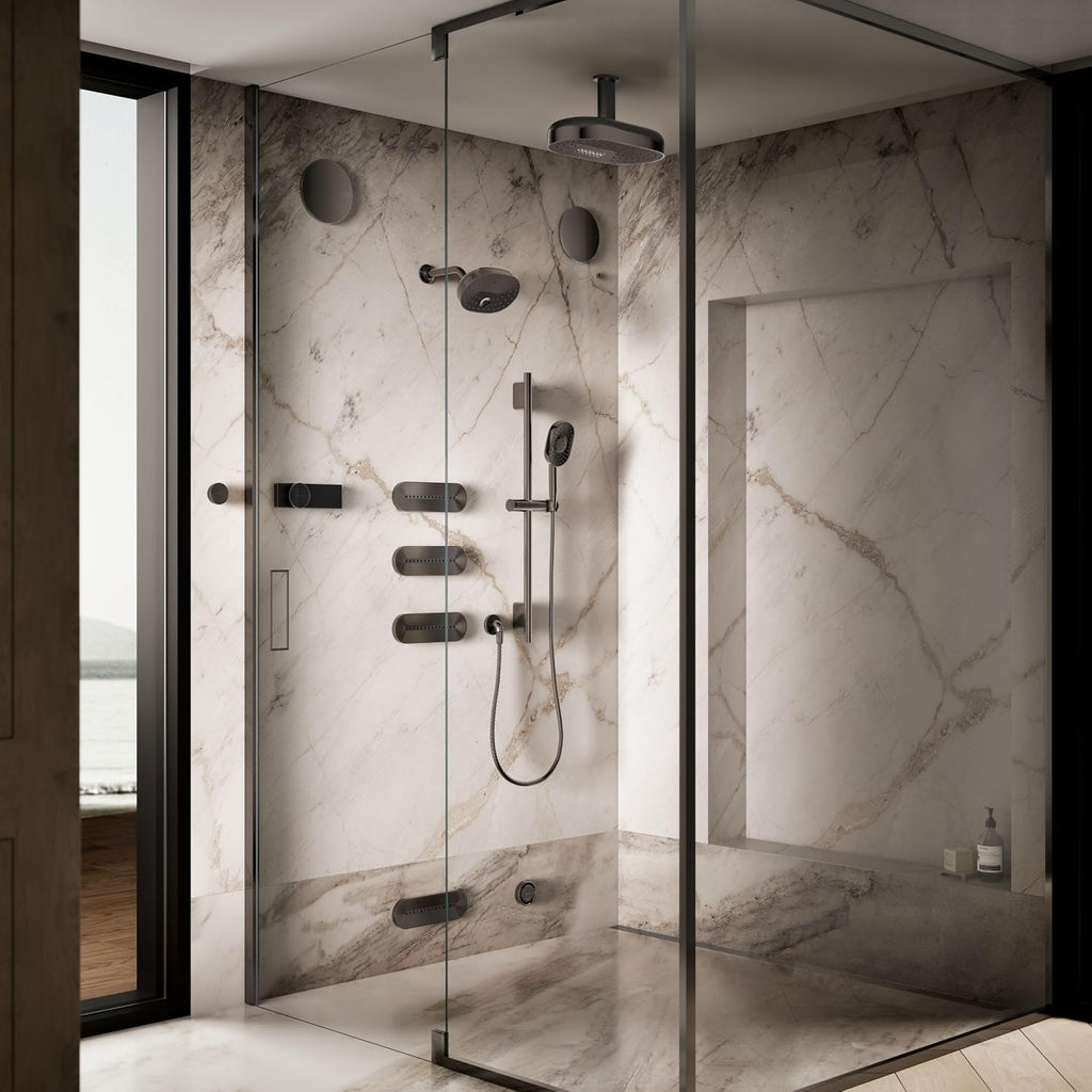 KOHLER Anthem + Digital Control Steamhead in Vibrant Titanium, Large Dial for Easy Temperature and Flow Rate Adjustment, Features System Warm-Up and Pause Option, Includes Optional Flow Restrictor