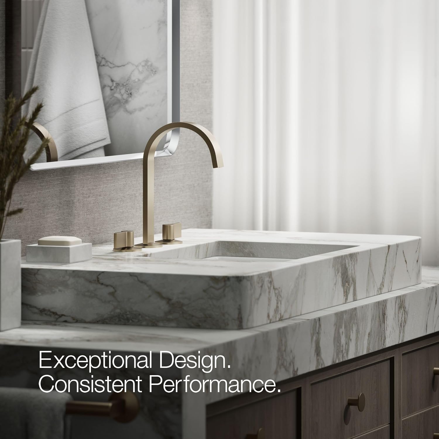 Kohler 77968-BV Components® Bathroom Sink Faucet spout with Ribbon Design, 1.2 gpm, Vibrant Brushed Bronze