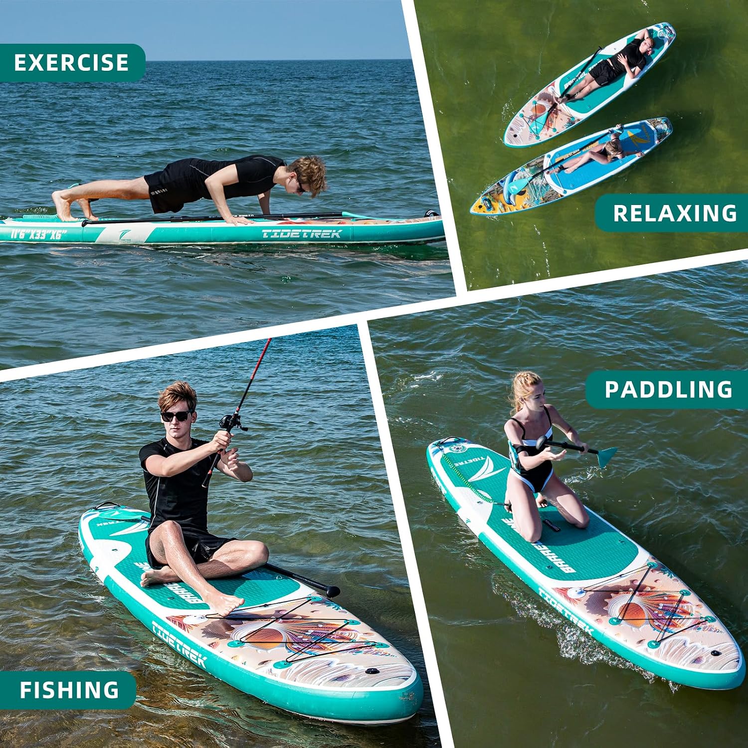 11'/11'6' x 33'/34' x 6' Inflatable SUP Paddle Board – Extra-Wide, Stable Stand Up Paddle Board with Premium Full Accessory Set for Adults & Youth