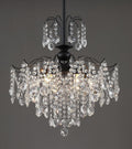 Q&S Crystal Chandelier for Dining Room,Modern Black Crystal Pendant Light,6 Lights for Kitchen Island Entryway Bathroom Office Bar UL Listed