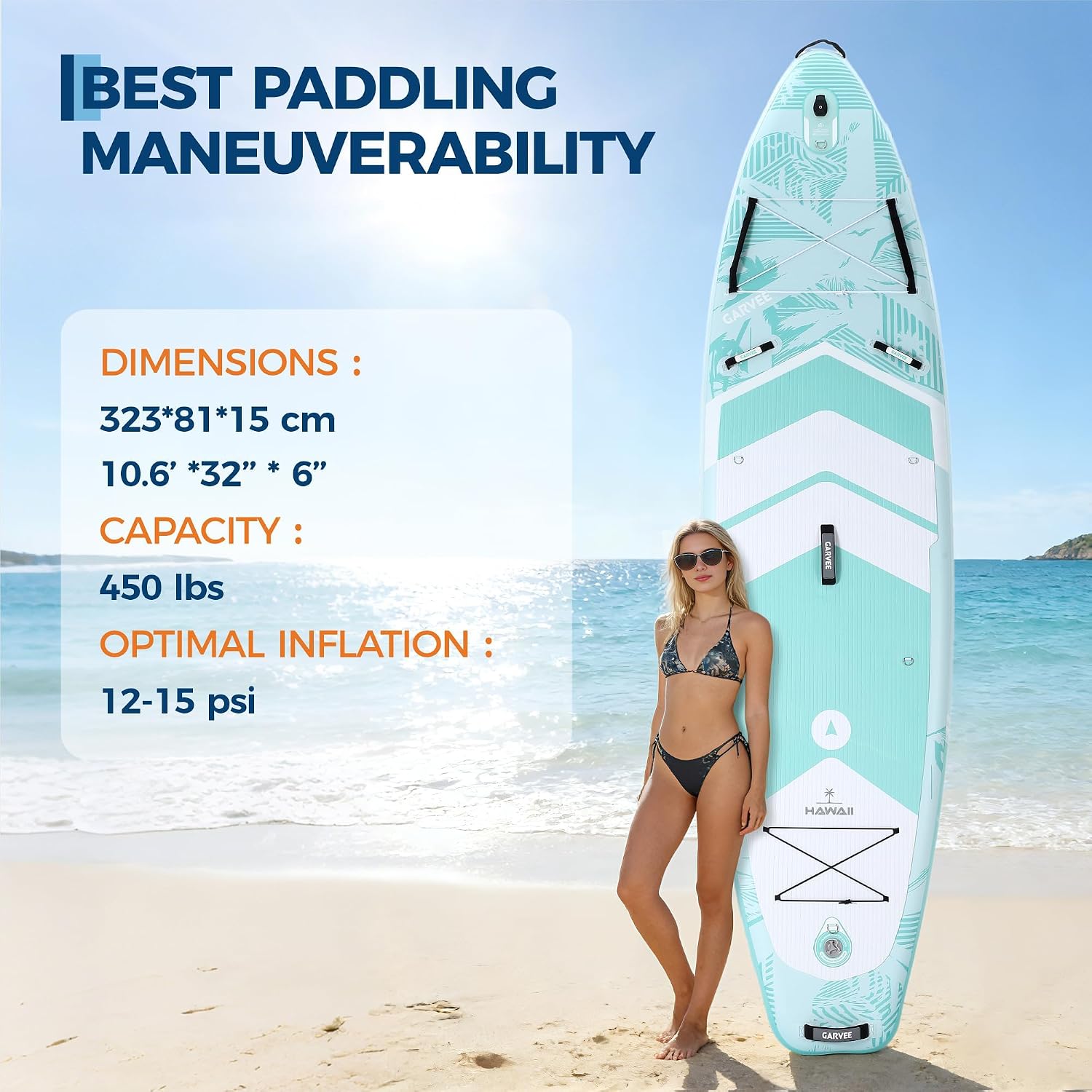 GarveeLife Inflatable Paddle Board,10.6/11FT Inflatable Stand Up Paddle Board with Premium SUP Paddleboard Accessories, Wide Stable Design, Non-Slip Comfort Deck for All Skill Level