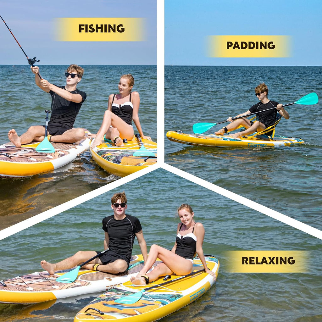 11'/11'6' x 33'/34' x 6' Inflatable SUP Paddle Board – Extra-Wide, Stable Stand Up Paddle Board with Premium Full Accessory Set for Adults & Youth