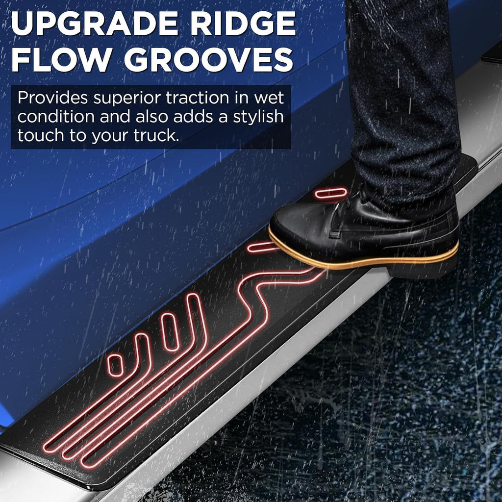PZ 6.5' Running Boards Anti-Slip Side Steps Stainless Steel Compatible with 2019 Chevy Silverado 1500LD Crew Cab,500LBS No Drill Truck Running Boards Direct Fit Nerf Bar