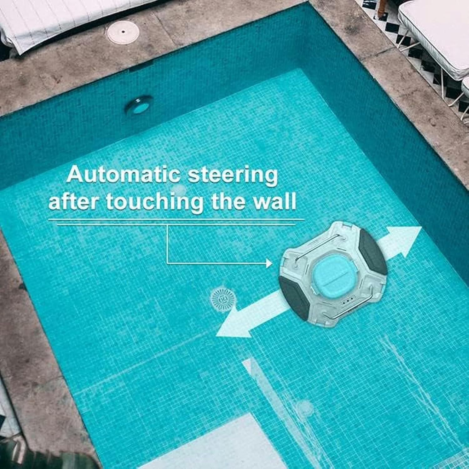 Wireless Robotic Cleaner for Swimming Pools, Pool Vacuum Cleaner with Improved Double Drive Engines, Up to 90 Minutes of Cleaning for Pools On The Floor Or On The Ground Up to More