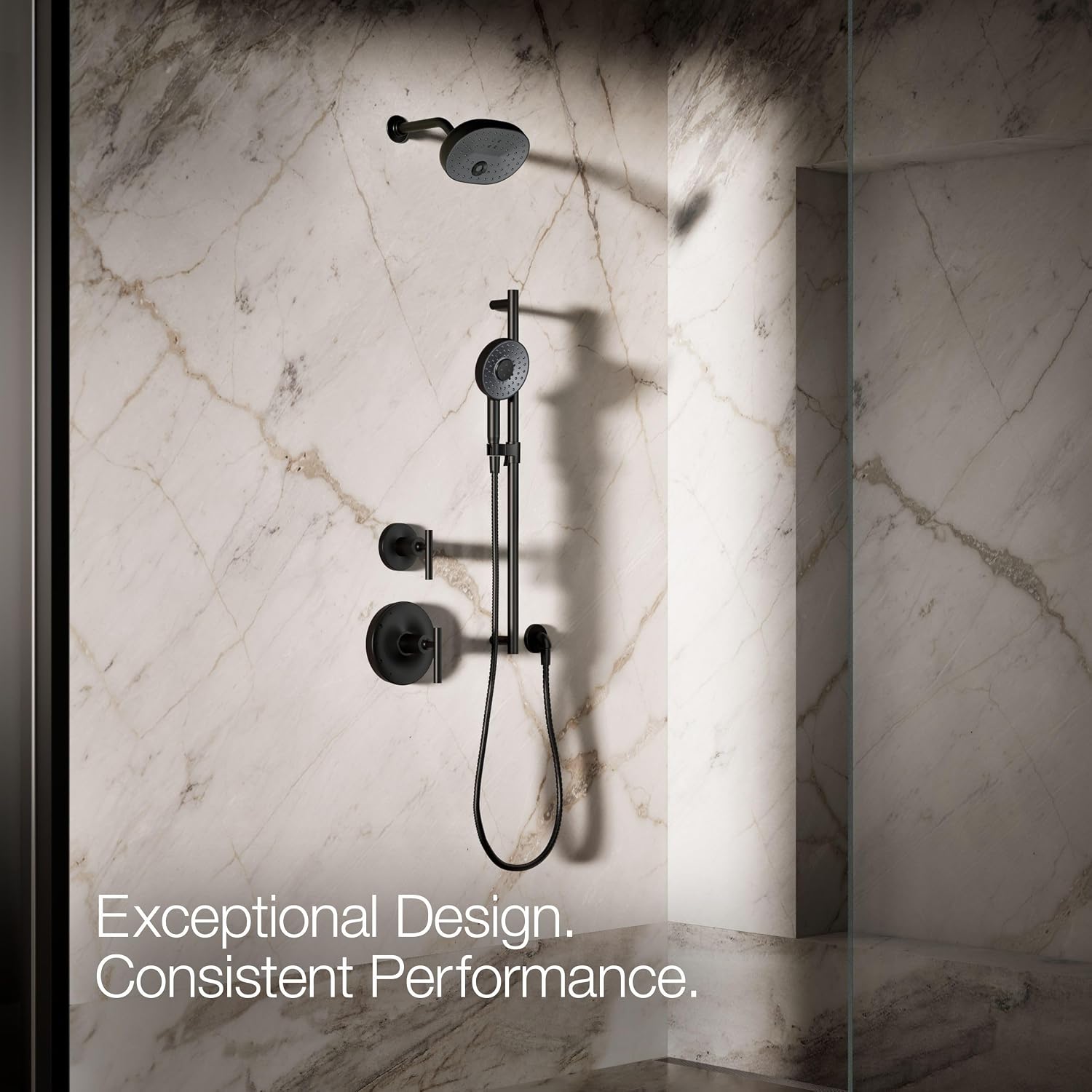 Kohler 26282-BL Statement® Round three-function handshower, 2.5 gpm, Matte Black