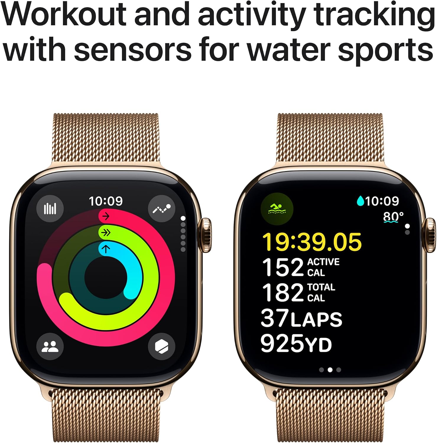 Apple Watch Series 10 [GPS + Cellular 46mm case] Smartwatch with Gold Titanium Case with Gold Milanese Loop - M/L. Fitness Tracker, ECG App, Always-On Retina Display, Carbon Neutral
