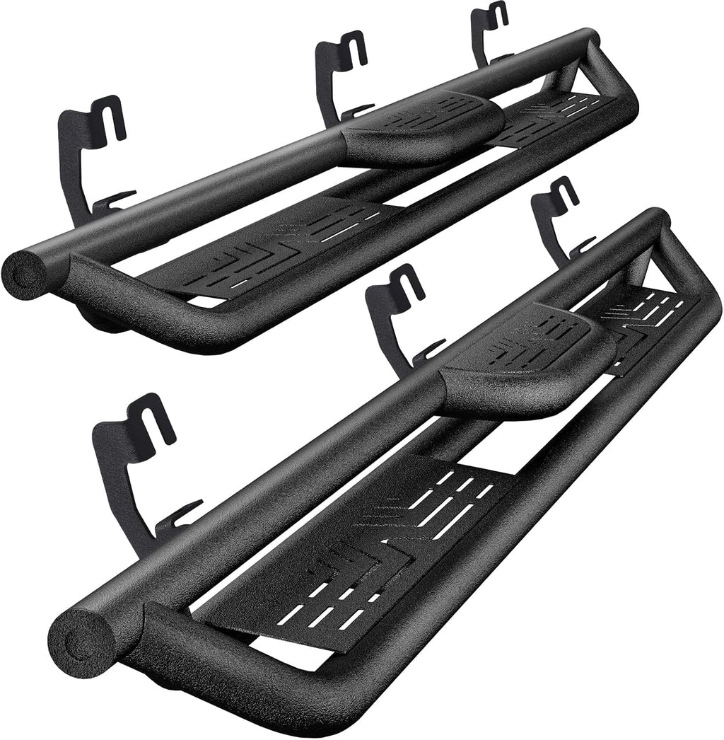 PZ 6' Running Boards Anti-Slip Side Steps Carbon Steel Compatible with 2007-2018 GMC Sierra 1500 Double Cab,550LBS Steel No Drill Truck Running Boards Direct Fit Nerf Bar