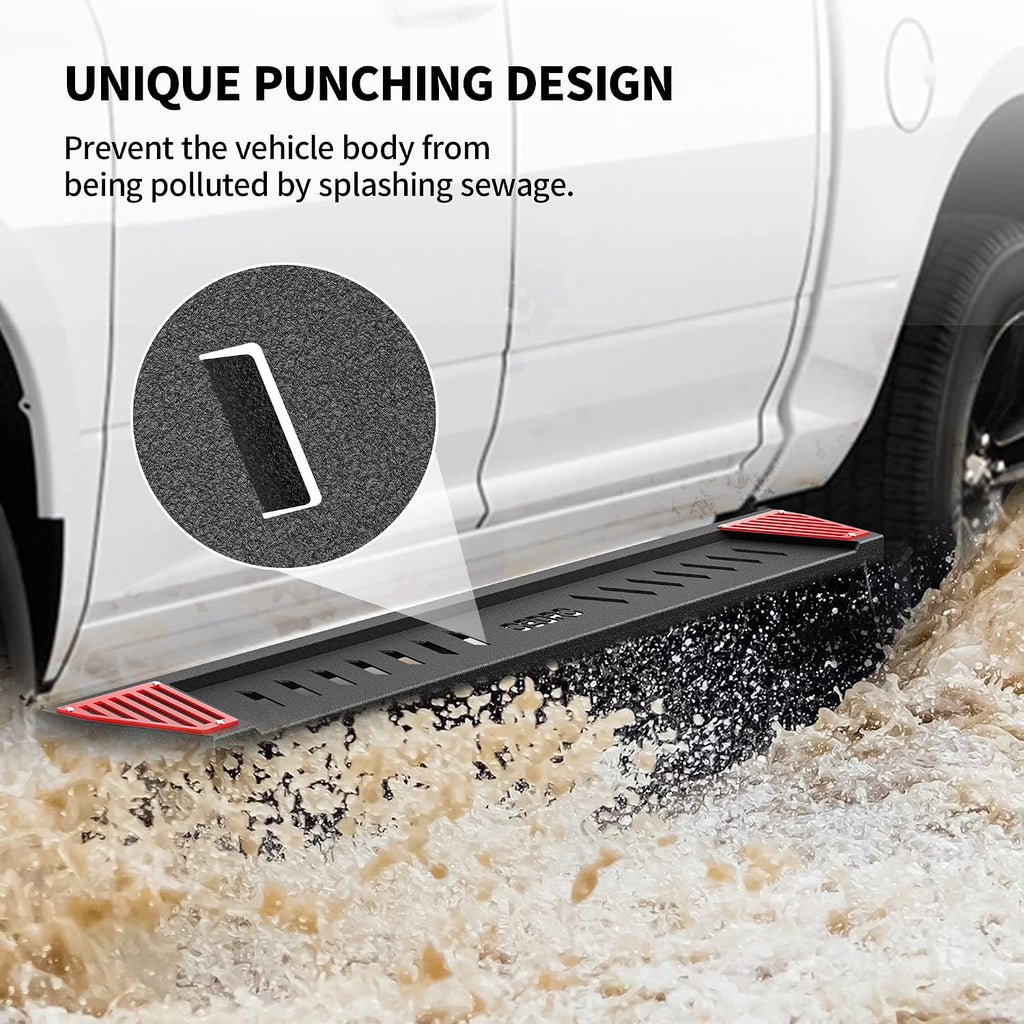 OEDRO 6.5' Running Boards Compatible with 2005-2023 Toyota Tacoma Double Cab, Steel Side Steps Nerf Bars Rails, Black and Red