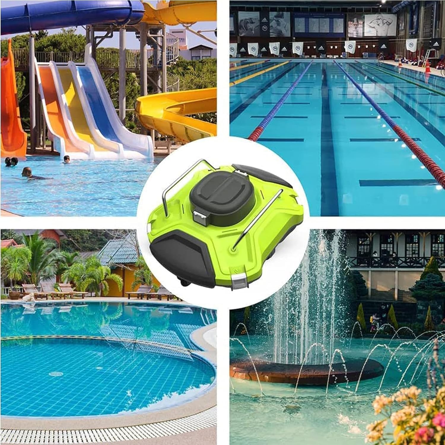 Cordless Robotic Pool Cleaner, Swimming Pool Cleaner Robot Automatic 5000mAh Intelligent Rechargeable Robotic Pool Vacuum Cleaning Electric Equipment Cordless