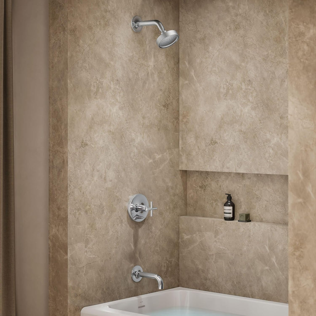 KOHLER K-T14421-3-CP Purist Rite-Temp Pressure-Balancing Bath and Shower Faucet Trim, Polished Chrome