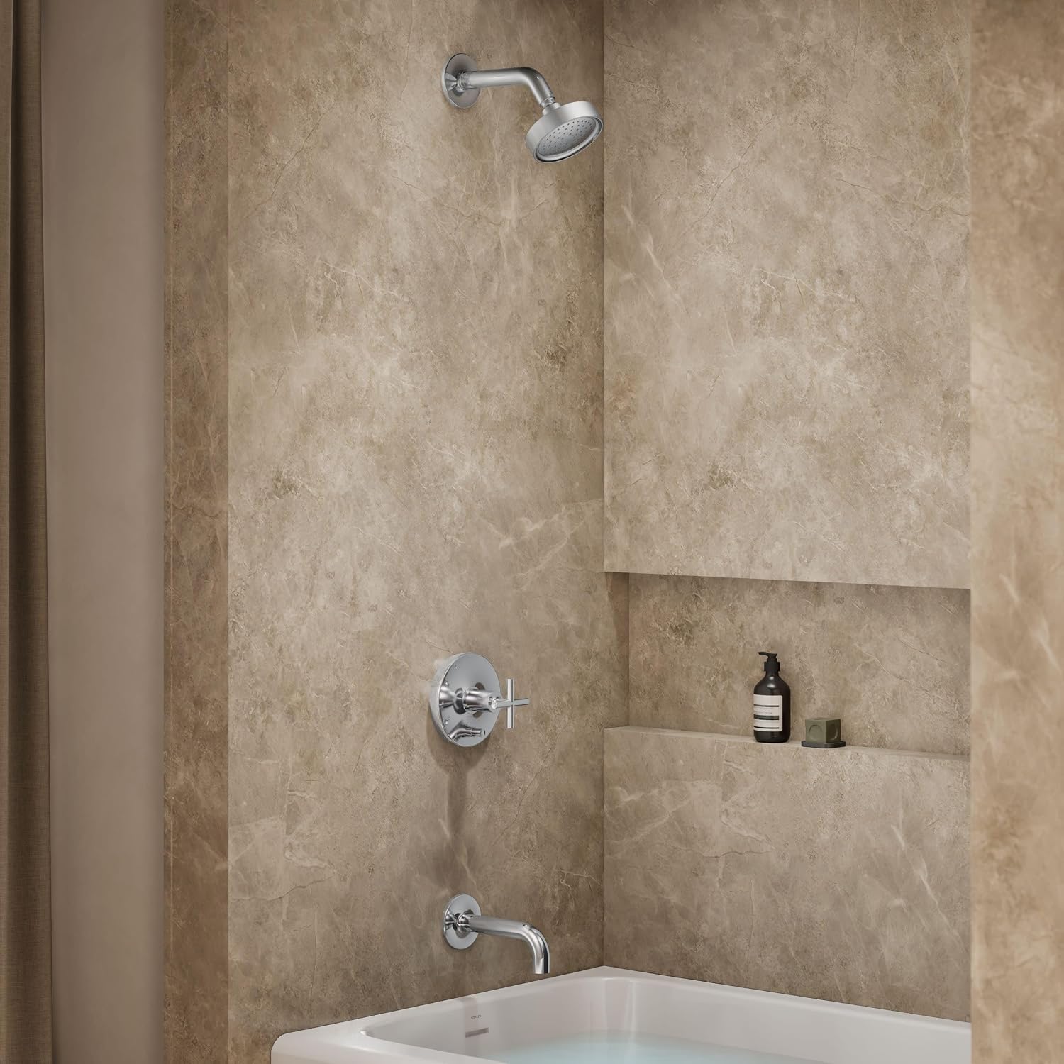 KOHLER K-T14421-3-CP Purist Rite-Temp Pressure-Balancing Bath and Shower Faucet Trim, Polished Chrome