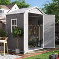UDPATIO Outdoor Resin Storage Shed 6x4.5 FT, Plastic Garden Shed for Bike, Garbage Can, Tool, Outside Sheds & Outdoor Storage Storage Box with Lockable Door for Backyard, Patio, Lawn, Grey & White