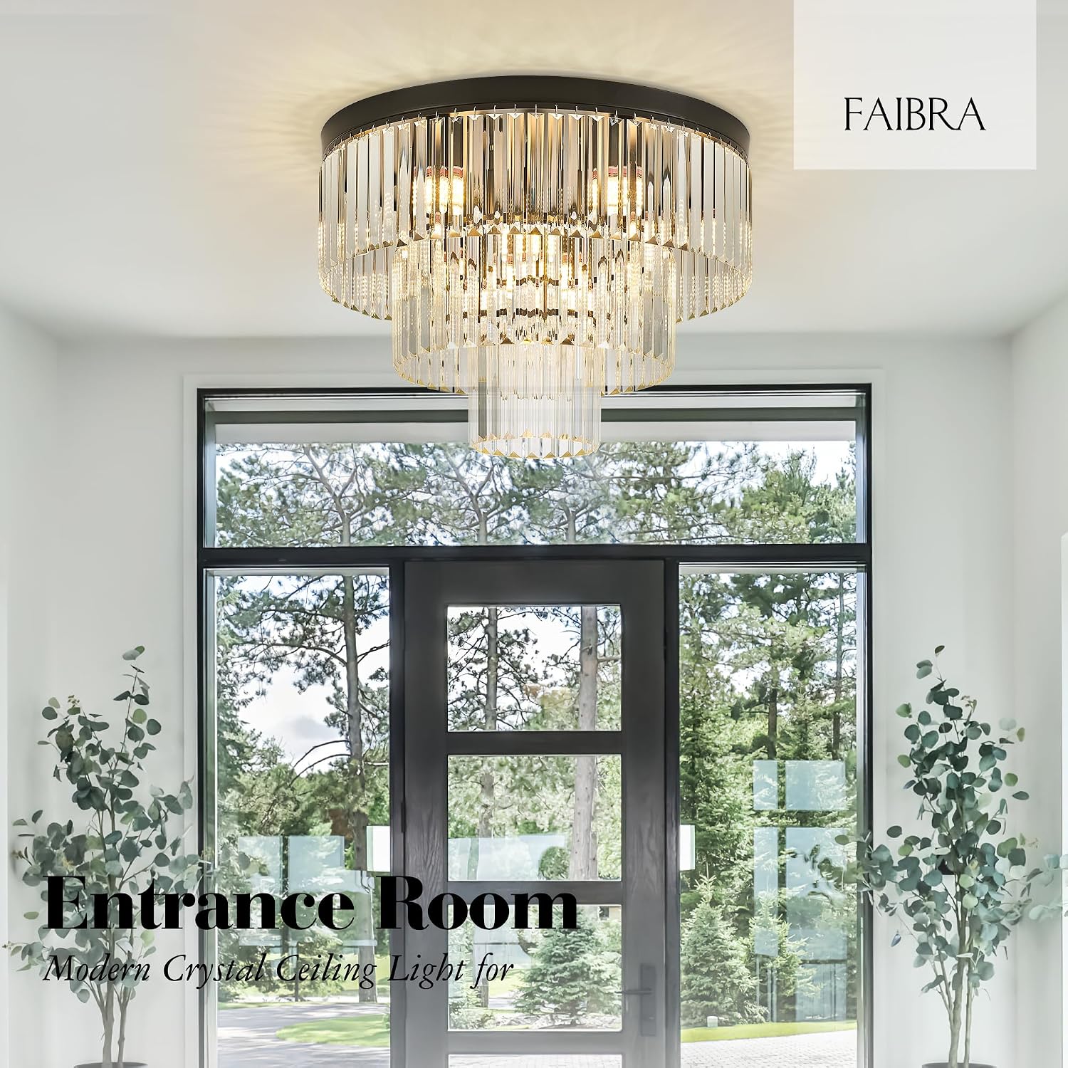 21.65' Black Crystal Ceiling Light 10-Light Modern Crystal Ceiling Light Fixture 3-Tier Luxury K9 Crystal Ceiling Light,for Dining Room Kitchen Island Living Room Bedroom