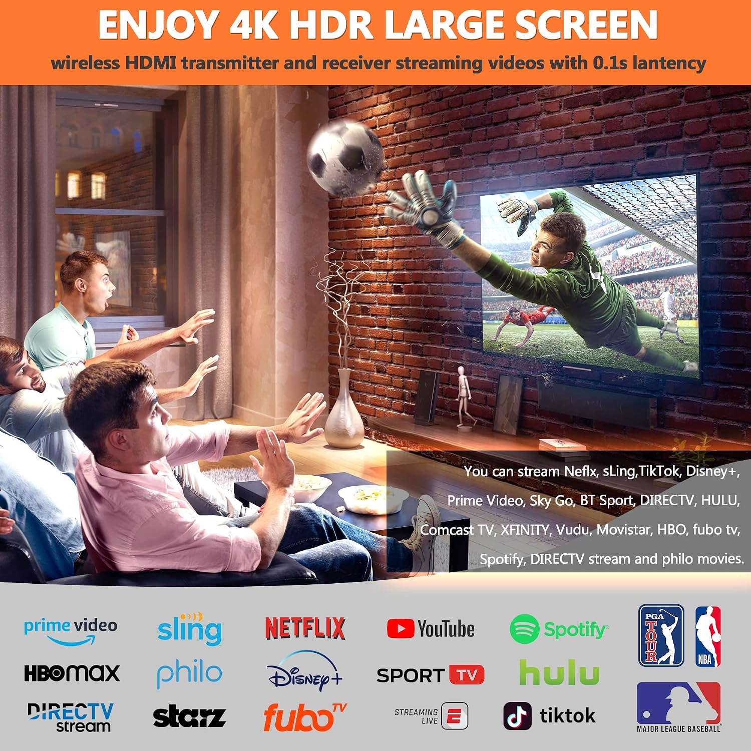 TIMBOOTECH Wireless HDMI Transmitter and Receiver 4K, USB C to Wireless HDMI, Plug & Play, VGA & HD Dual Screens, Casting 5.8G Video for Laptop, Cable Box, Phone to Monitor/Projector/HDTV, 165FT
