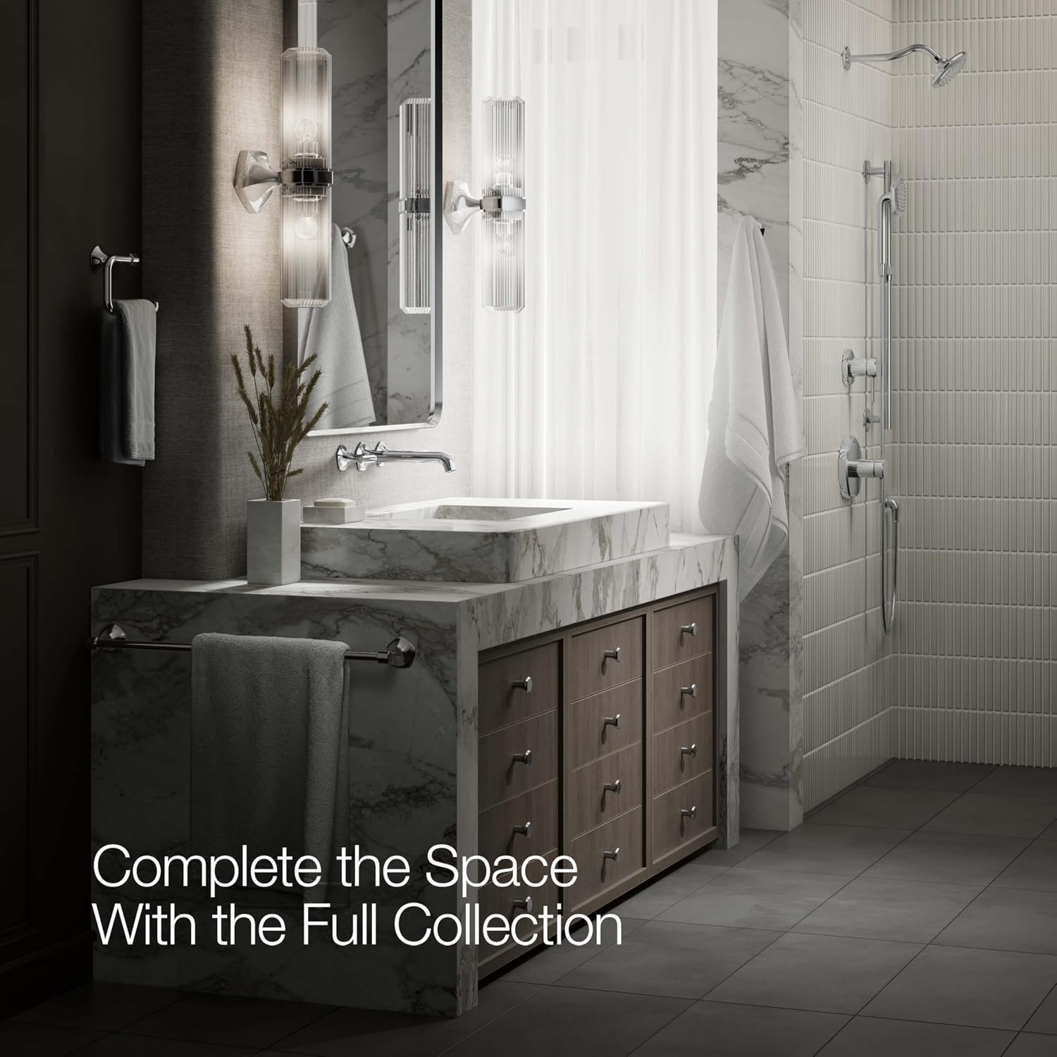 KOHLER T27013-4-CP Occasion Wall-Mount Bathroom Sink Faucet Lever Handle Trim in Polished Chrome