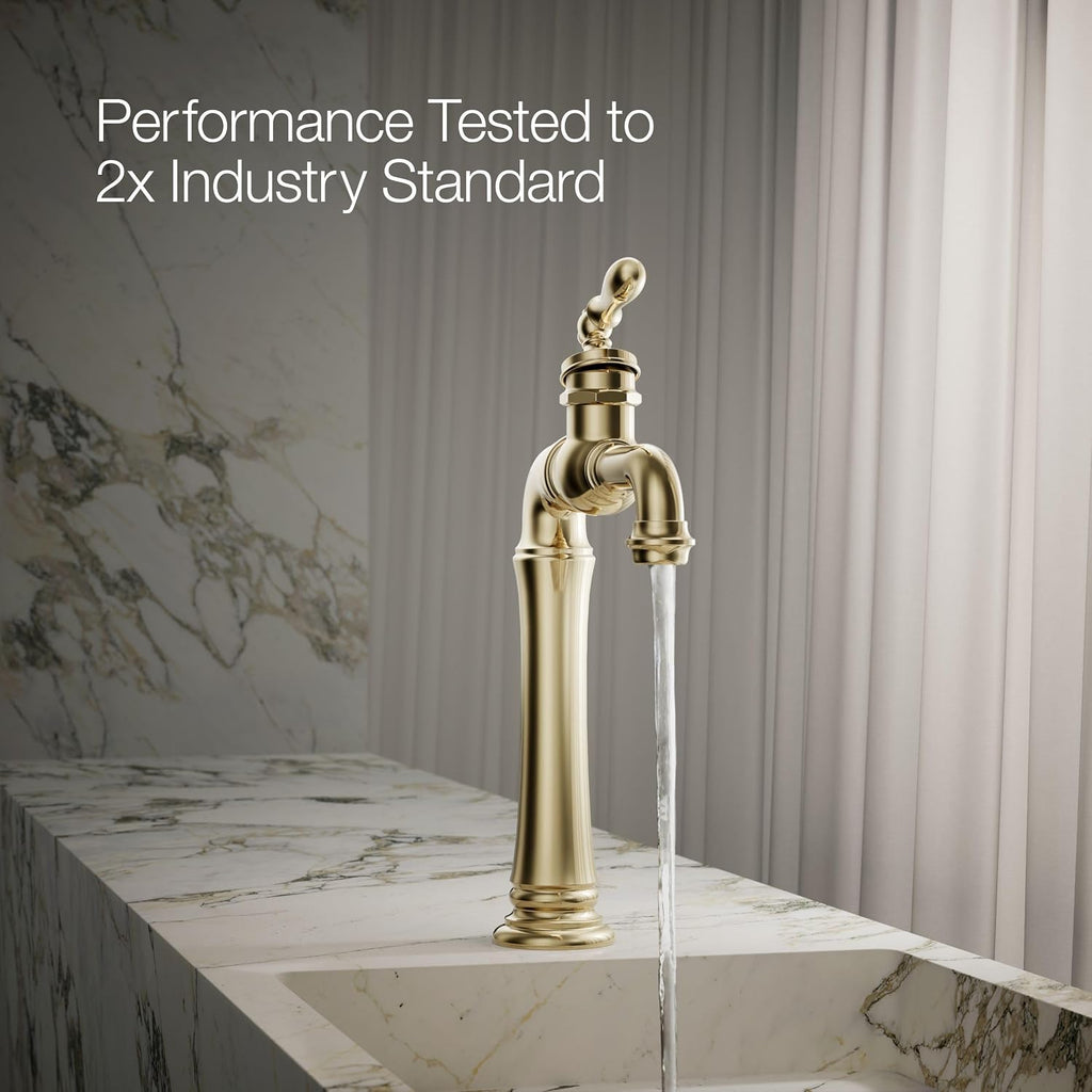 Kohler 72763-9M-AF Artifacts® Gentleman's® Single-Handle Bathroom Sink Faucet, 1.2 gpm, Vibrant French Gold