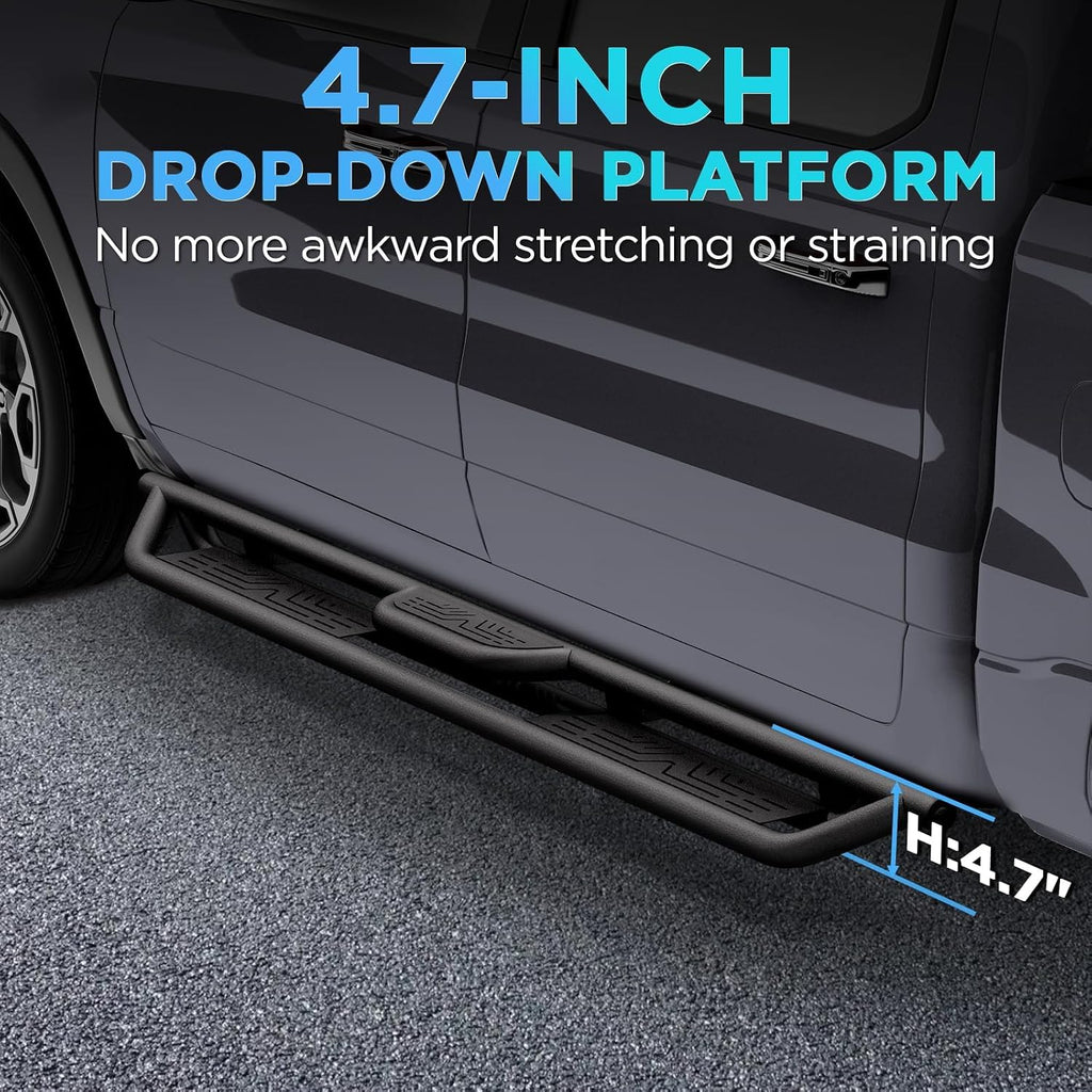PZ 6' Running Boards Anti-Slip Side Steps Carbon Steel Compatible with 2007-2018 GMC Sierra 1500 Double Cab,550LBS Steel No Drill Truck Running Boards Direct Fit Nerf Bar