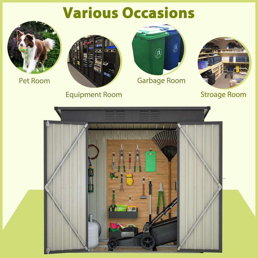 Thanaddo 4x6 ft Metal Shed Outdoor Storage Shed,Metal Steel Utility Tool Shed Storage House with Double Lockable Doors and Air Vent for Backyard Garden Patio Lawn Black