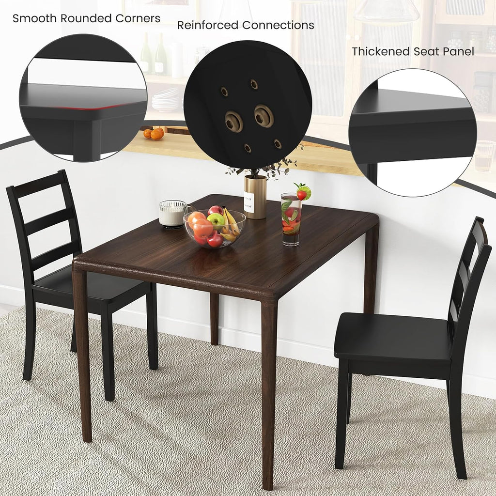GOFLAME Dining Chairs Set of 4, Ladder Back Side Chairs with Solid Rubber Wood Legs & Non-Slip Food Pads, 4-Pack Space-Saving Armless Dining Chairs for Dining Room, Living Room, Restaurant, Black