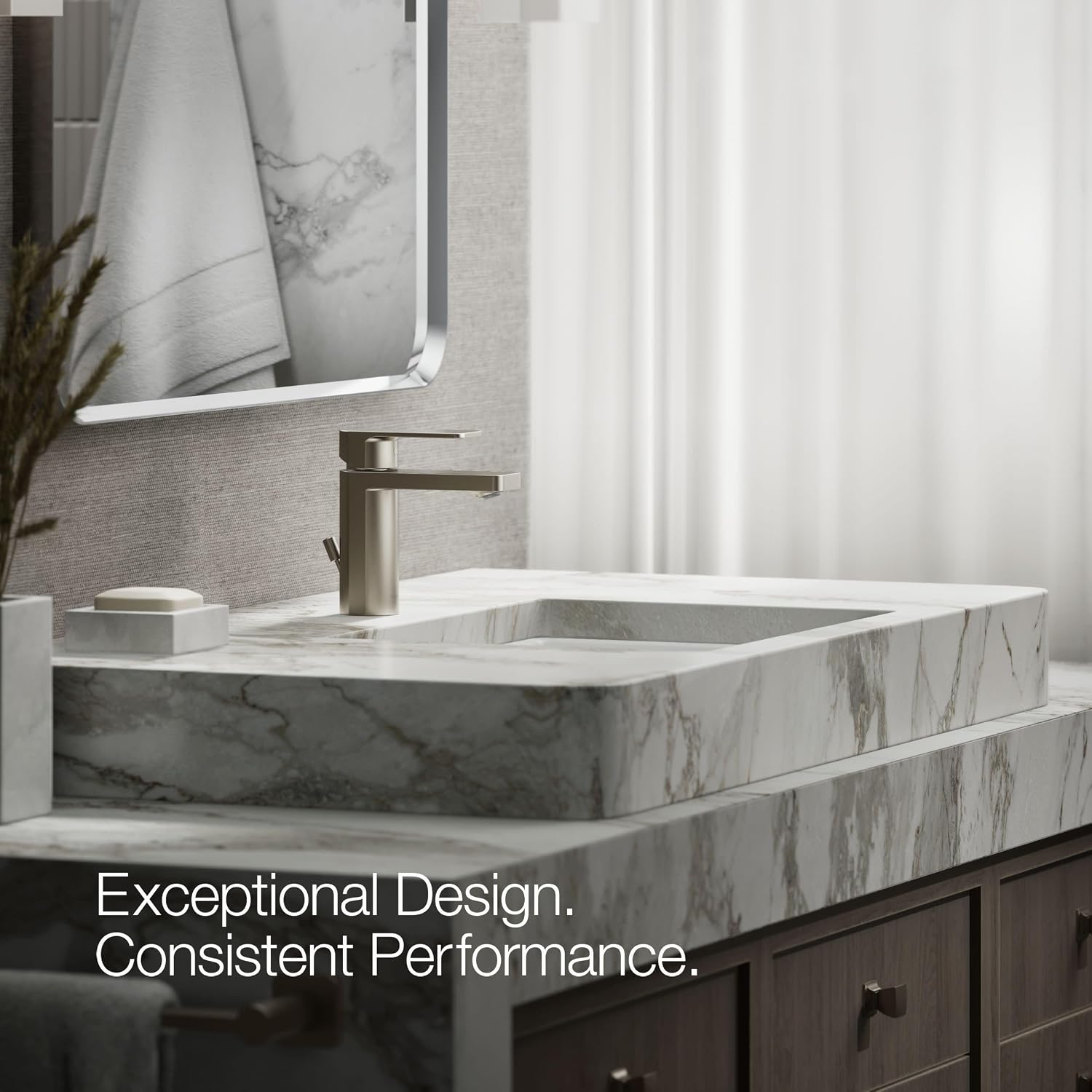 Kohler 23472-4K-BN Parallel Single-Handle 1.0 GPM Bathroom Sink Faucet, Vibrant Brushed Nickel