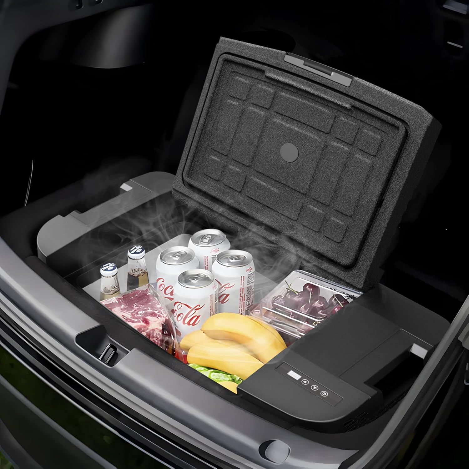 Car Refrigerator for Tesla Model Y, 37QT(35L) -4℉~68℉ Car Fridge 12V Refrigerator for Tesla Model Y Trunk Portable Freezer for Camping Tailgating Road Trip Home 12/24V DC&120~240V AC, App Control