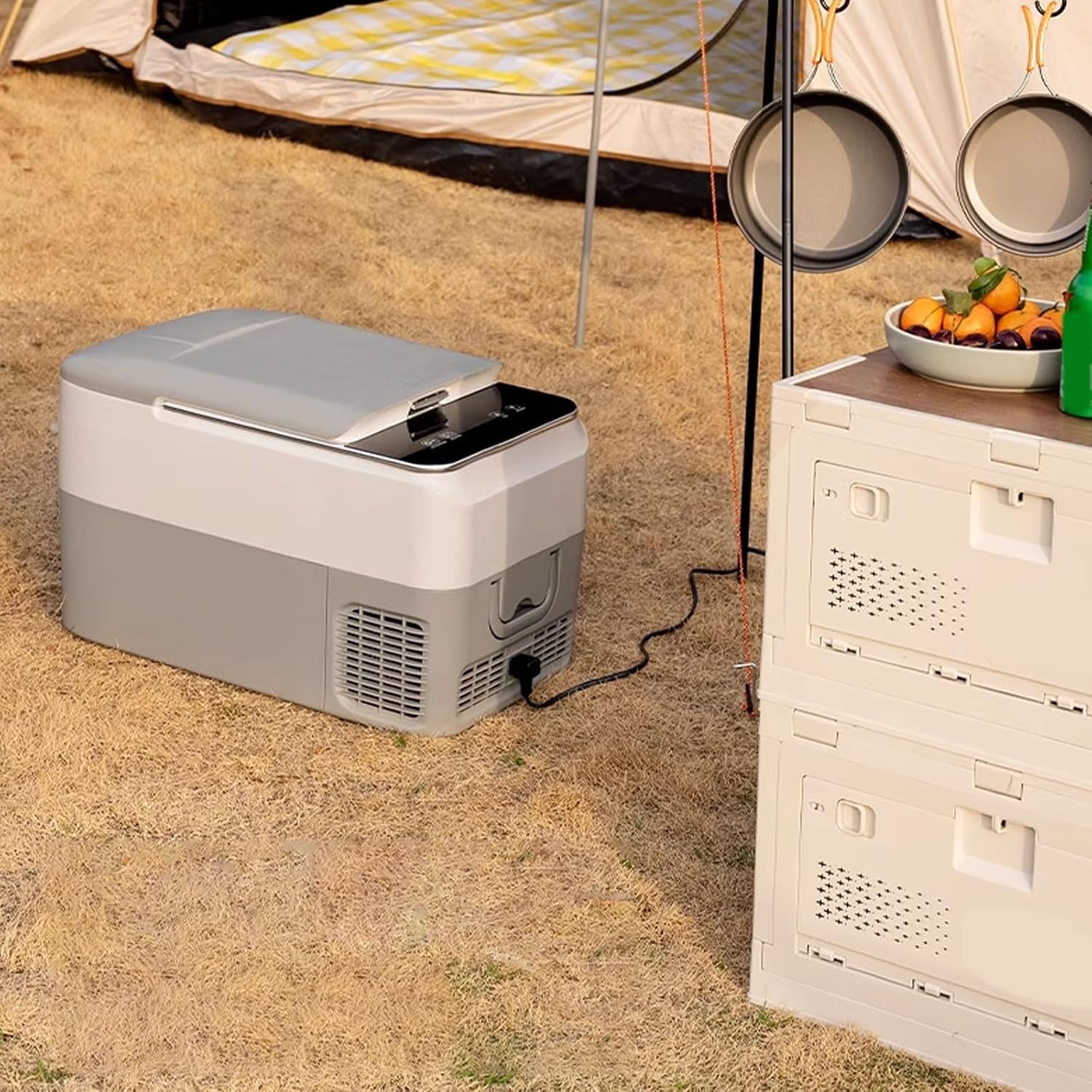 Camping Refrigerator 12v Car Refrigerator Plug in Coolers for Vehicles 18/26L Compressor Refrigeration Technology for Camping, Travel & Picnics -20°C to 10°C(31 * 55 * 37cm)