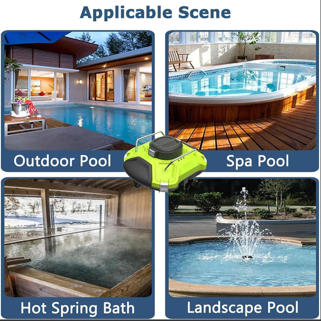 Automatic Wall Climbing Pool Vacuum, Cordless Robotic Pool Cleaner Dual Drive Motors, Self Parking, Rechargeable Pool Vacuum Robot for In Ground Flat Pools