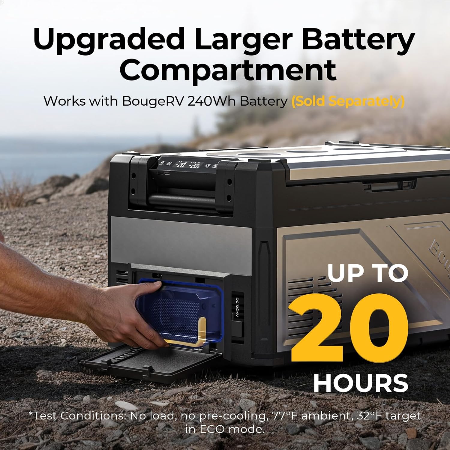 BougeRV 12 Volt Portable Refrigerator, 41 Quart Dual Zone Car Fridge Freezer with APP Control, Compressor Cooler 12/24V DC, 110~240V AC for Overlanding, Camping, Travel, RV(2026 New Model: Rocky V3.0)