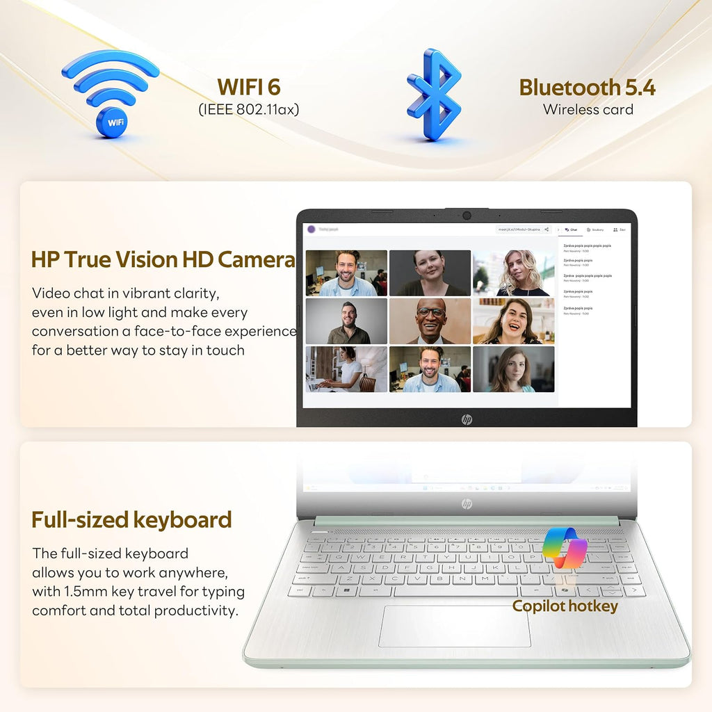 HP Stream 14' HD Student&Business Laptop with AI Copilot, Intel Processor N150, 4GB RAM, 1.12TB Storage (128GB UFS + 1TB Docking Station), 1 Year Office 365, Intel Graphics, Win 11, Willow Green