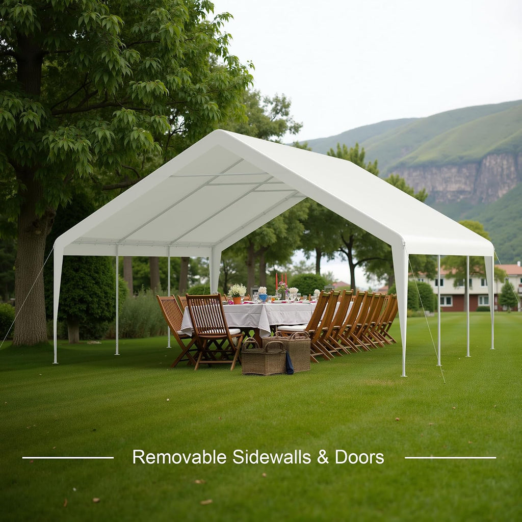 Party Tent, 20' x 20' Heavy Duty Outdoor Canopy Tent All-Season Tarp & Removable Sidewall Waterproof Carport Wedding Canopy with Windows Event Shelters Outdoor Storage Shelter Birthday BBQ