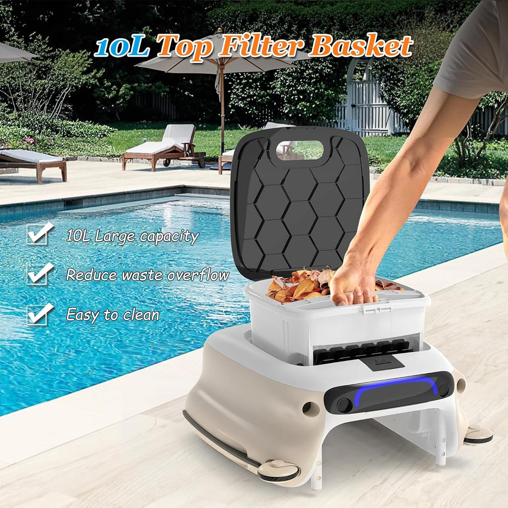Pool Skimmer Robot, Pool Skimmer Robotic with 7800mAh Cleaning Power Supply, Twin Motors Automatic Pool Skimmer, Pool Vacuum with 3 Work Mode
