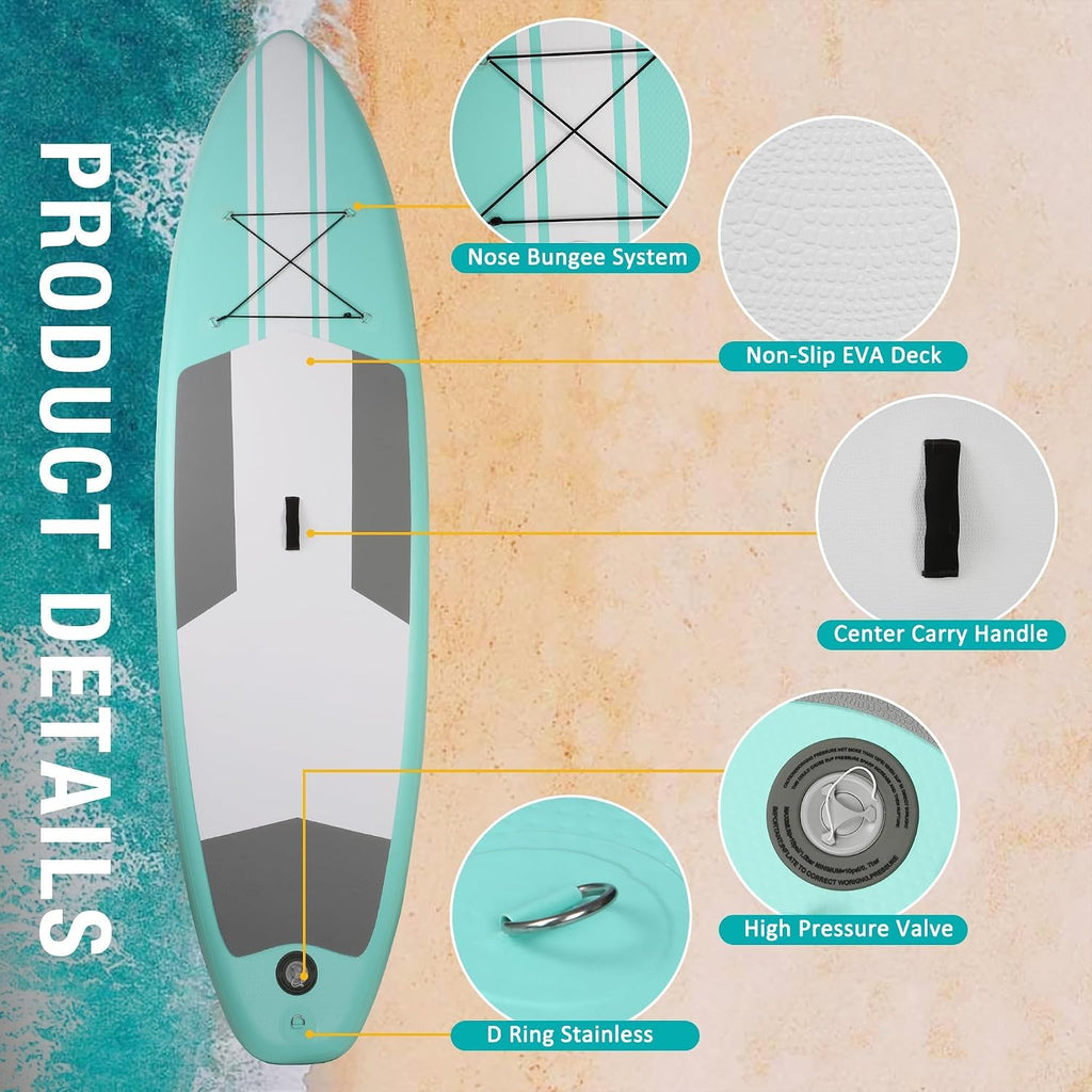 Inflatable Paddle Boards with Non-Slip Deck, Ultra-Light Stand Up Paddle Board Surf Board with Accessories & Carry Bag, Wide Stable Design for Adults and Youth