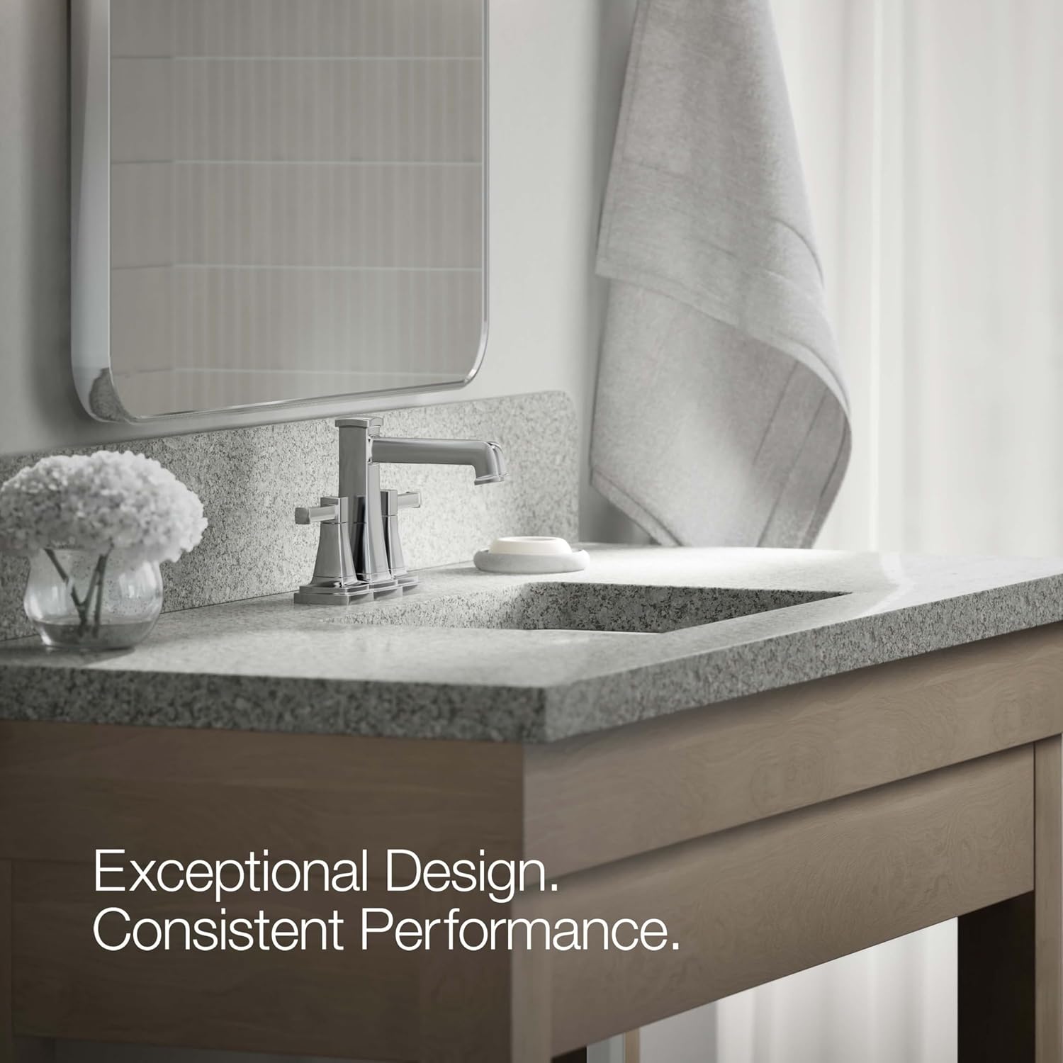 Kohler K-27398-4N-CP Riff Centerset bathroom sink faucet, .5 gpm, Polished Chrome
