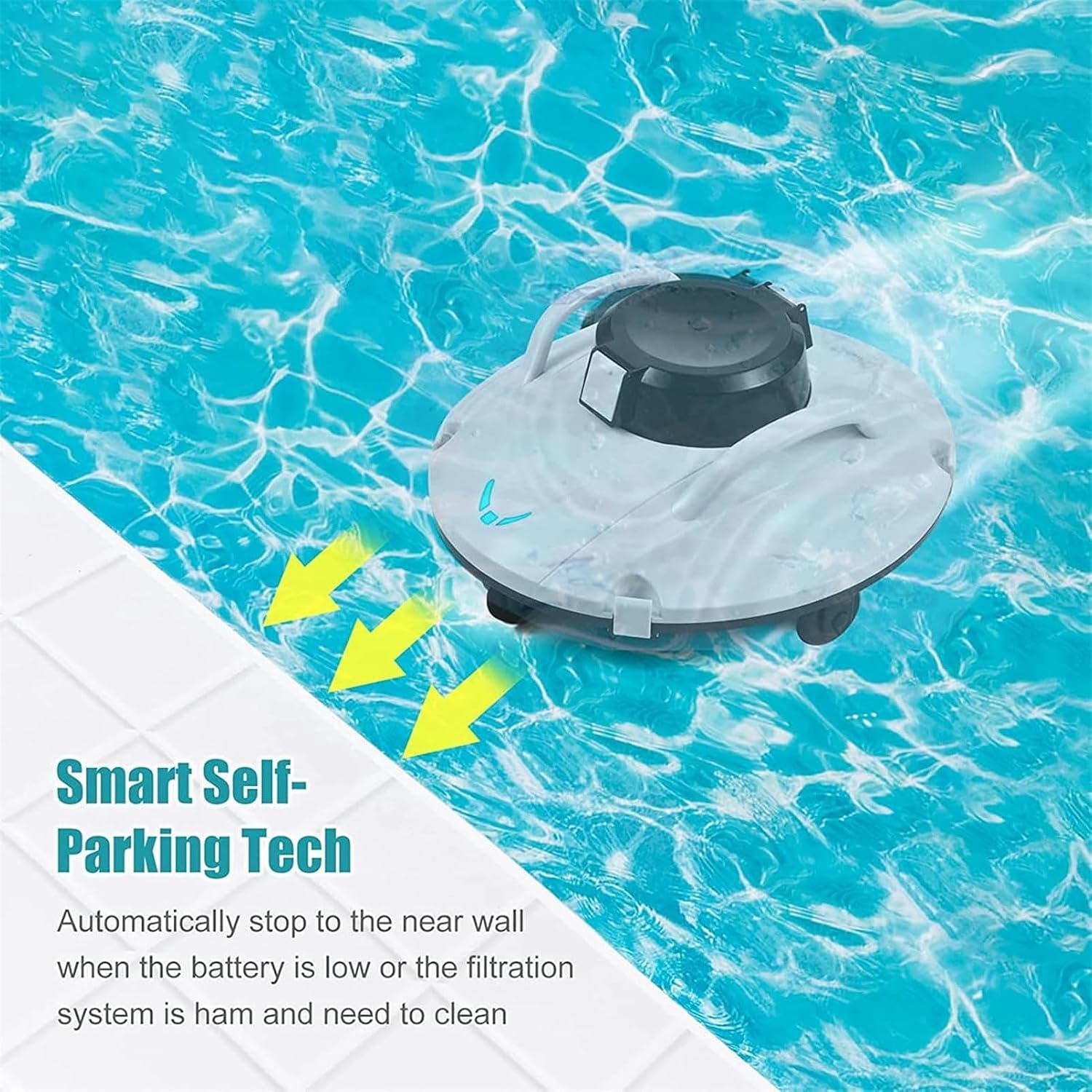 Swimming Pool Cleaner Robot, Cordless Pool Cleaner, Pool Vacuum Cleaner for Above Ground Pool & Inground Swimming Pool, 120 Mins Runtime