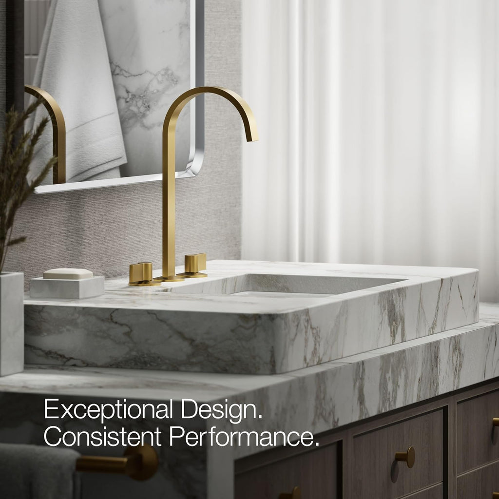 Kohler 77966-2MB Components® Bathroom sink faucet spout with Ribbon design, 1.2 gpm, Vibrant Brushed Moderne Brass