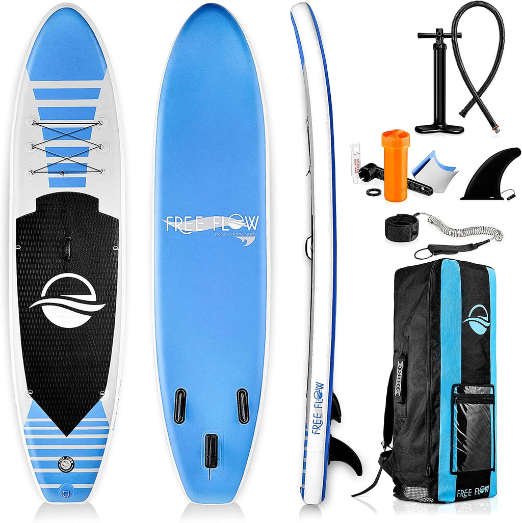SereneLife Inflatable Stand Up Paddle Board (6 Inches Thick) & Serene Life Digital Electric Air Pump Compressor - 110W 12 Volt Quick Air Inflator w/LCD, 0-16 Adjustable PSI