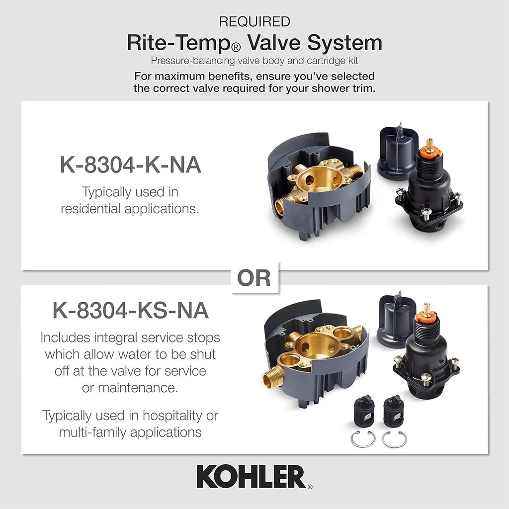 Kohler TS14423-3-SN Purist Rite-Temp Valve Trim with Cross Handle