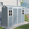 8x4ft Resin Outdoor Storage Shed: Double Doors & Two Windows, Heavy-Duty Plastic Shed with Floor, Waterproof UV-Proof Garden Tool Storage for Backyard, Patio, Yard, Lawn