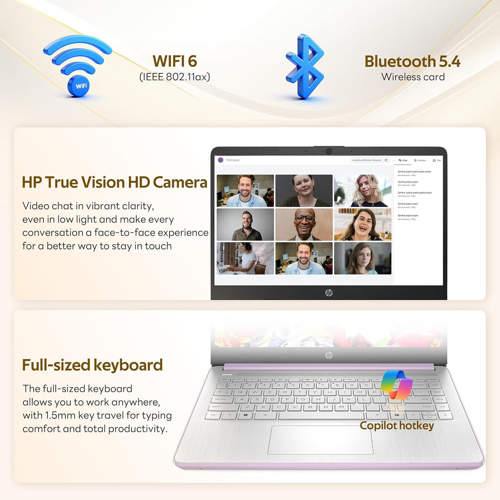HP Stream 14' HD Student&Business Laptop with AI Copilot, Intel Processor N150, 4GB RAM, 1.12TB Storage (128GB UFS + 1TB Docking Station), 1 Year Office 365, 720p Webcam, Win 11, Lavender Purple
