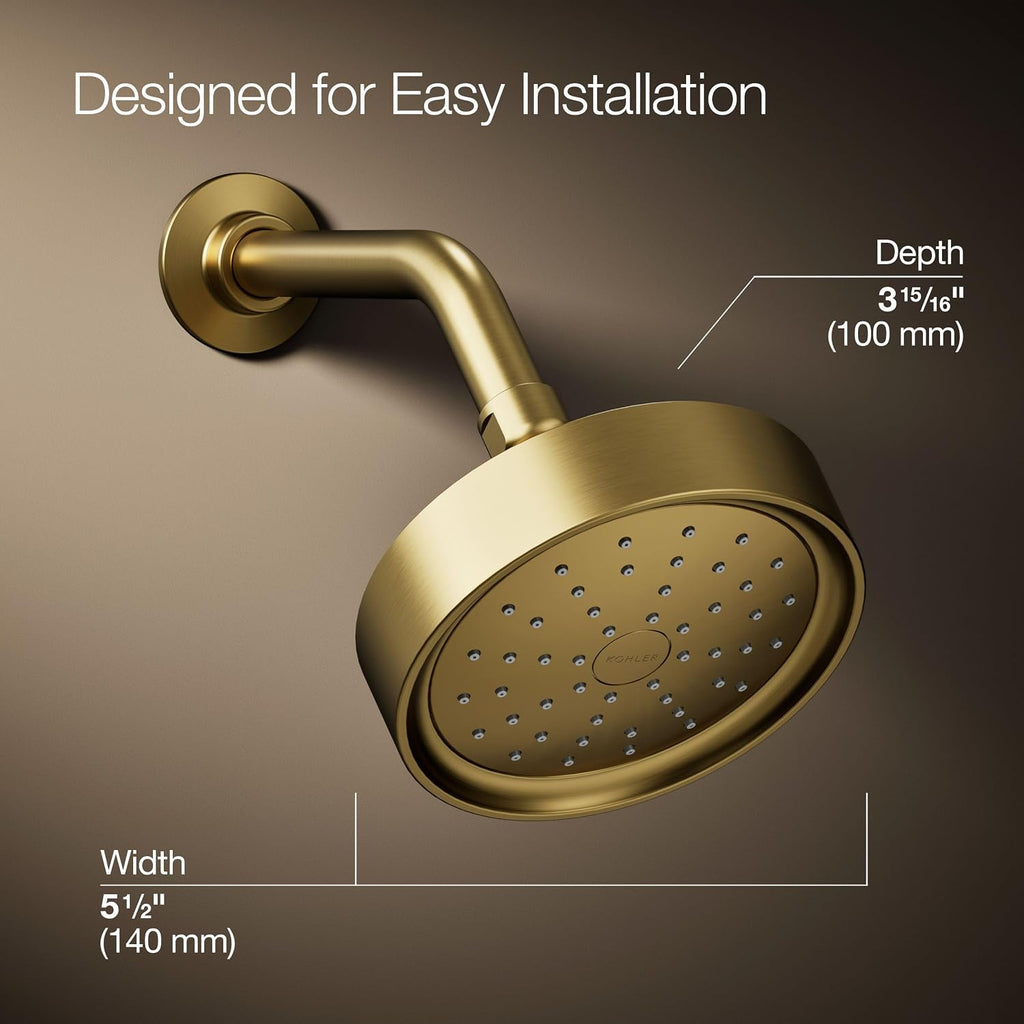 Kohler 939-G-2MB Purist® Single-function showerhead, 1.75 gpm, Vibrant Brushed Moderne Brass