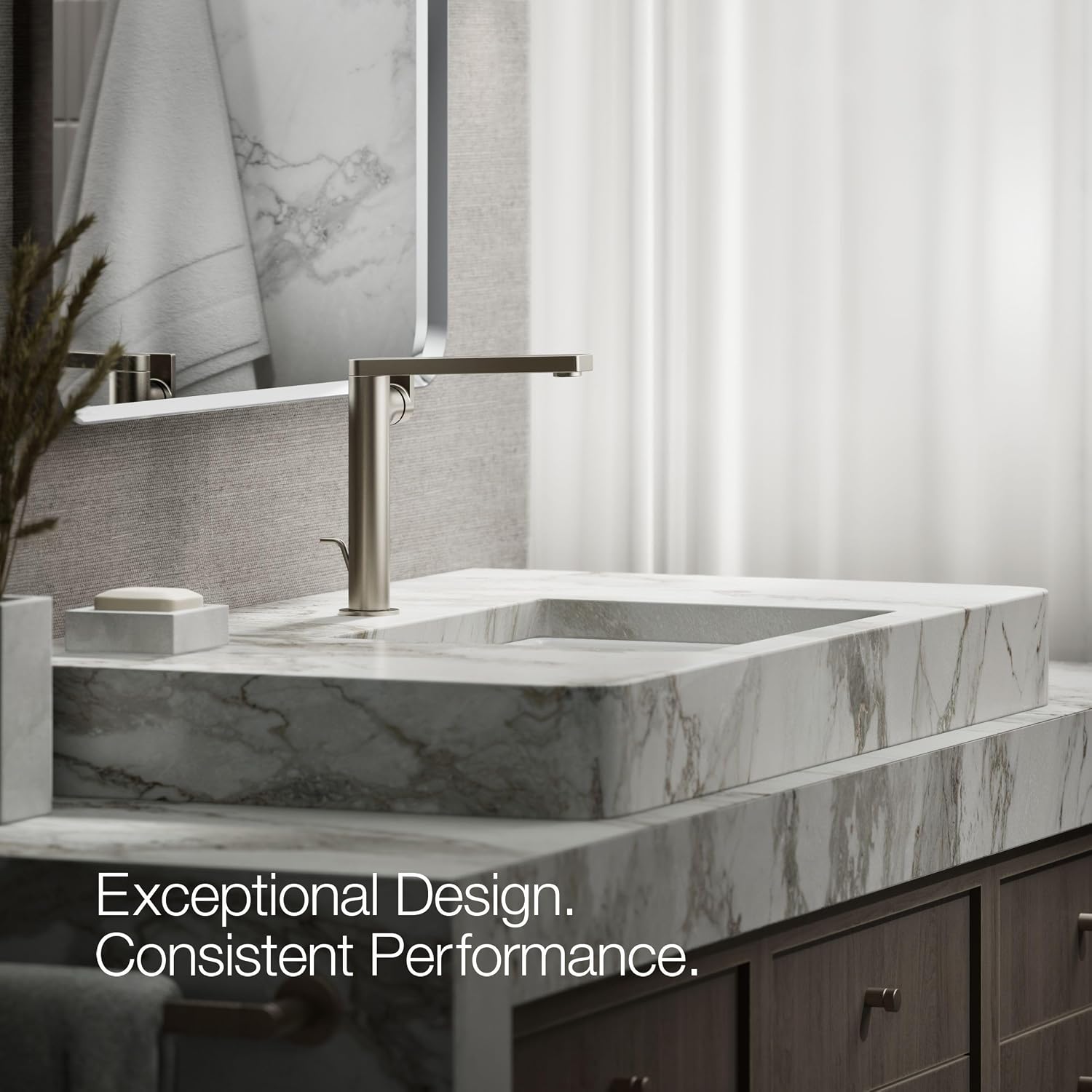 Kohler 73168-4-BN Composed® Tall Single-Handle Bathroom Sink Faucet with Lever Handle, 1.2 gpm, Vibrant Brushed Nickel