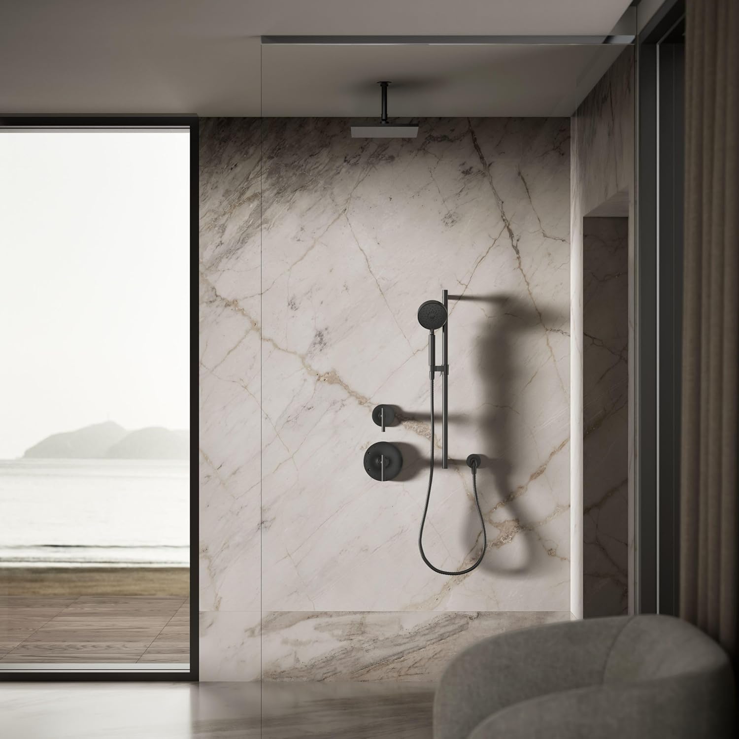Kohler 13696-BL Contemporary Square 10' single-function rainhead, 2.5 gpm, Matte Black